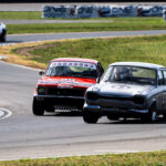 David Holland looking up the inside of Cole Spender earlier in the weekend